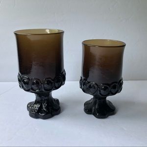 Tiffin Franciscan Madeira Brown Glass Goblets x 2